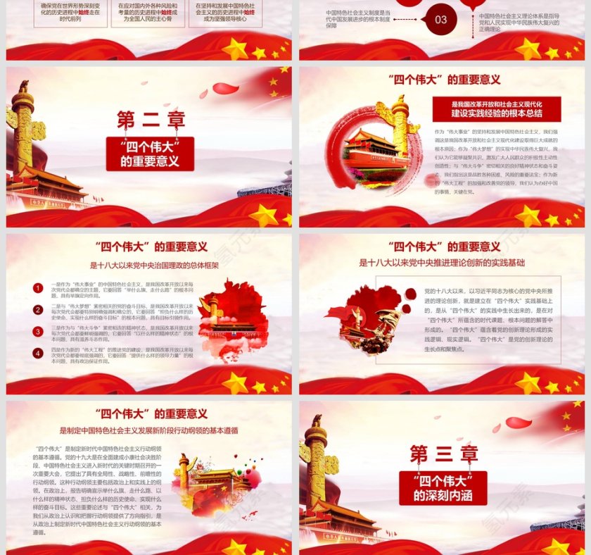 十九大精神学习之四个伟大党课PPT模板第4张