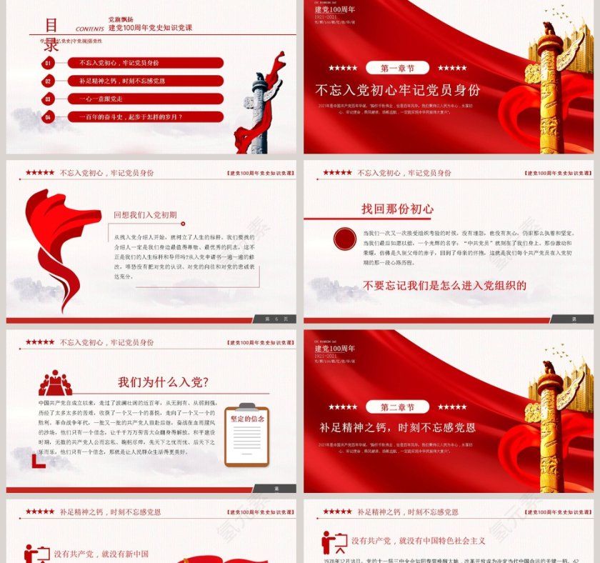 中国共产党建党100周年专题党课PPT模板第2张