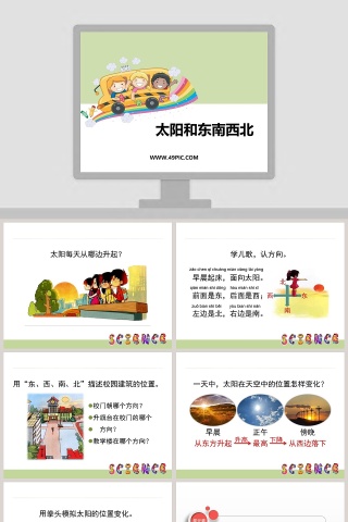 0太阳和东南西北方向的PPT模板