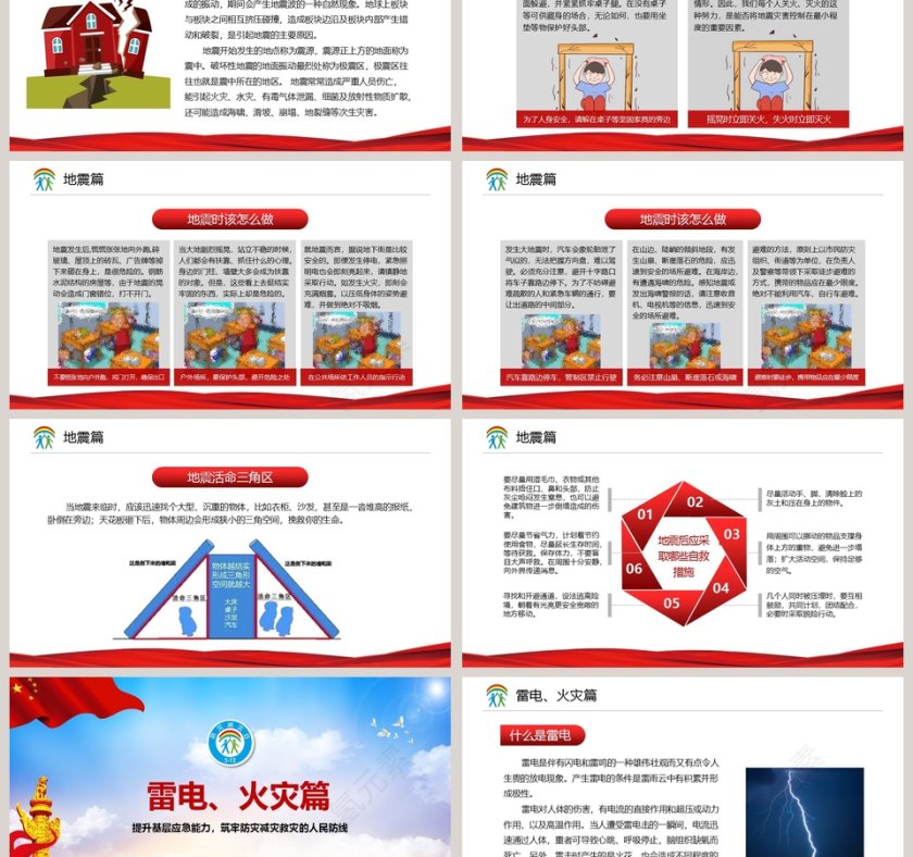 简约全国防灾减灾日PPT模板第3张