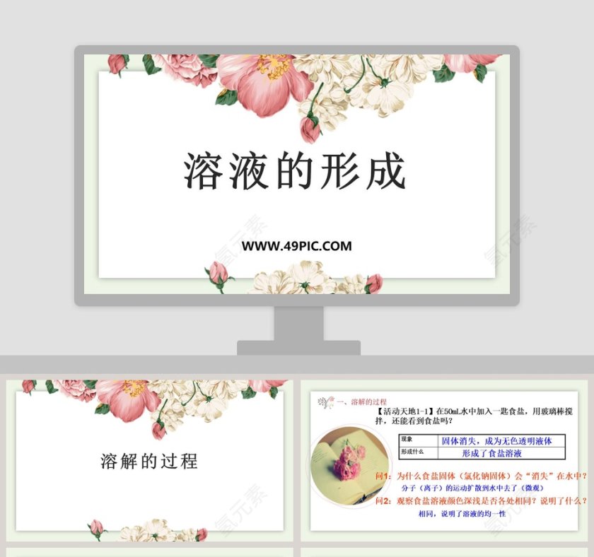 溶液的形成和PPT模板设计应用第1张