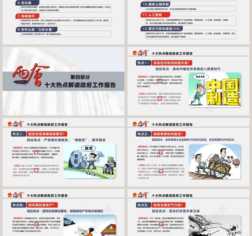 聚焦和解读全国两会PPT模板第6张