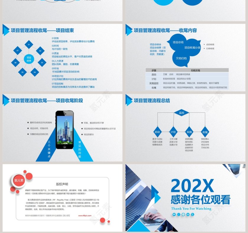 蓝色大气项目管理流程PPT第7张