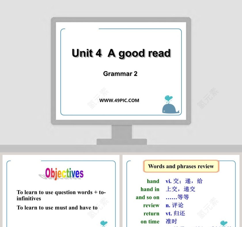 Unit 4 A good read Grammar 2 PPT模板 - 教育培训行业最佳选择第1张