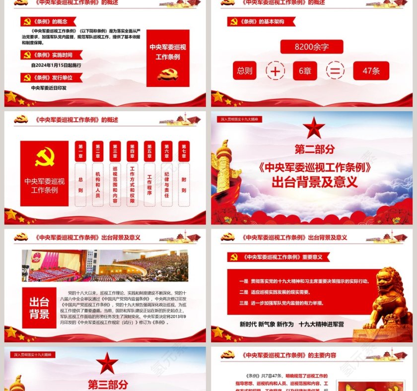  精 细 解 读中央军委巡视工作条例PPT模板第2张