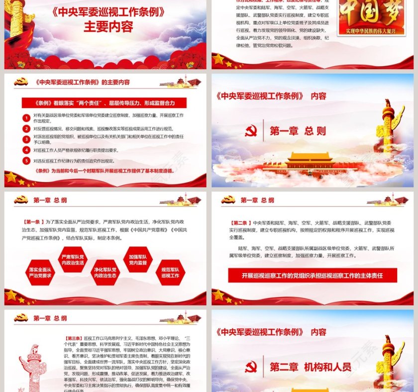  精 细 解 读中央军委巡视工作条例PPT模板第3张