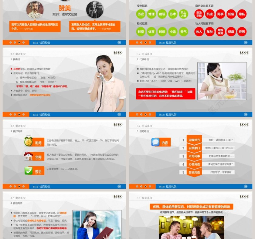 简约清新商务礼仪礼仪培训PPT模板第6张