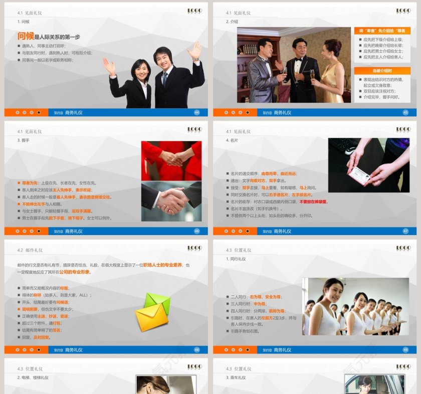 简约清新商务礼仪礼仪培训PPT模板第8张