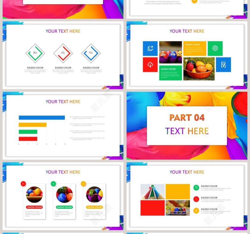 炫目色彩创意工作总结PPT第4张