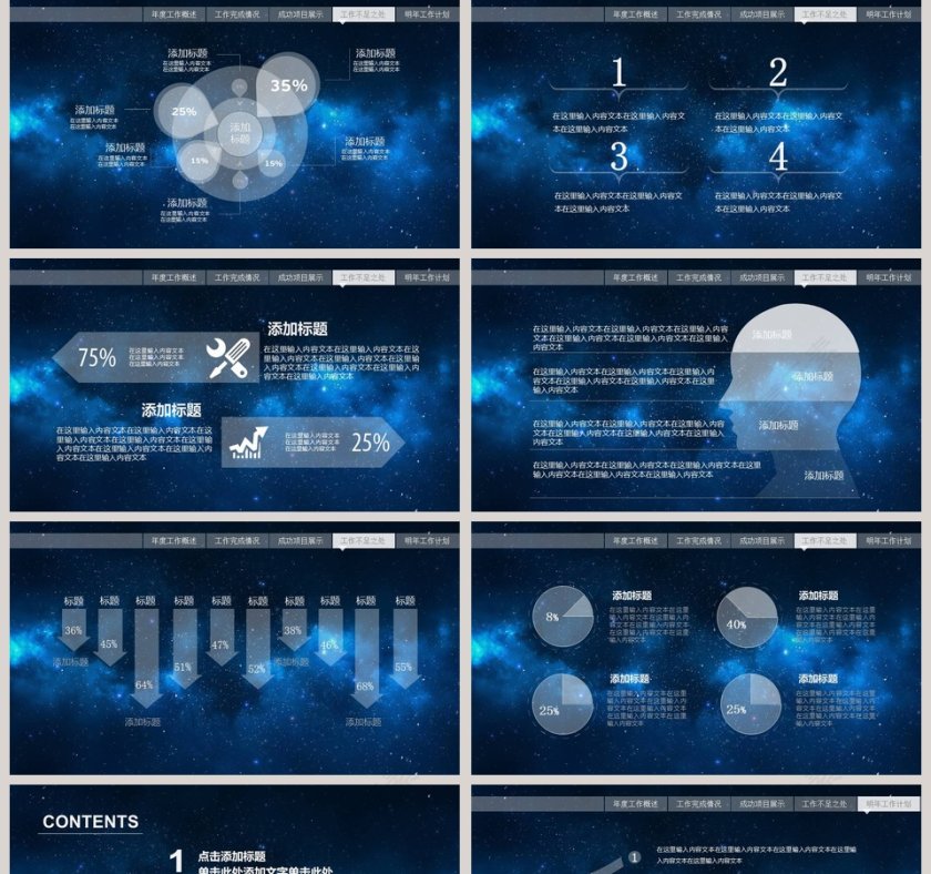 简约大气炫酷宇宙星空科技动态PPT模板第5张