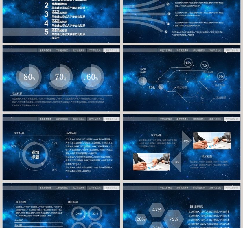 简约大气炫酷宇宙星空科技动态PPT模板第6张