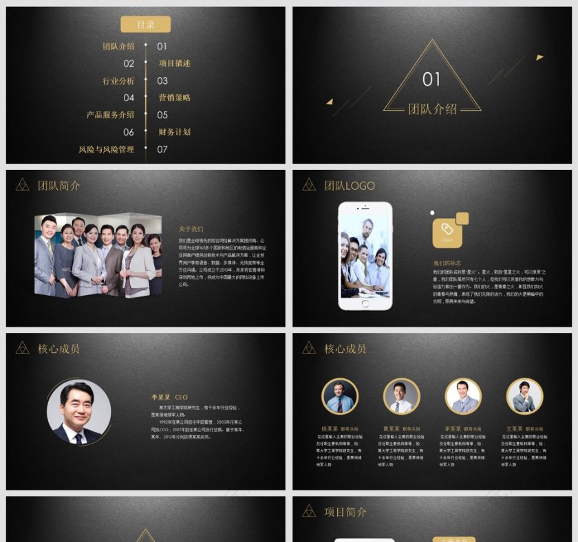 黑色大气商业计划书PPT模板第2张