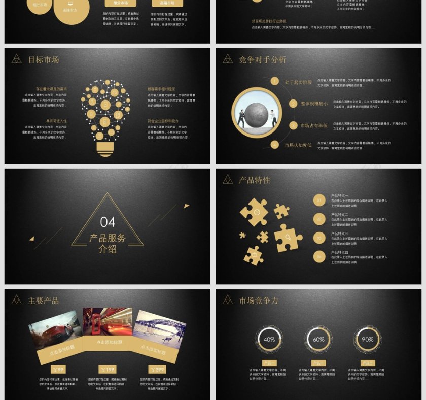 黑色大气商业计划书PPT模板第4张