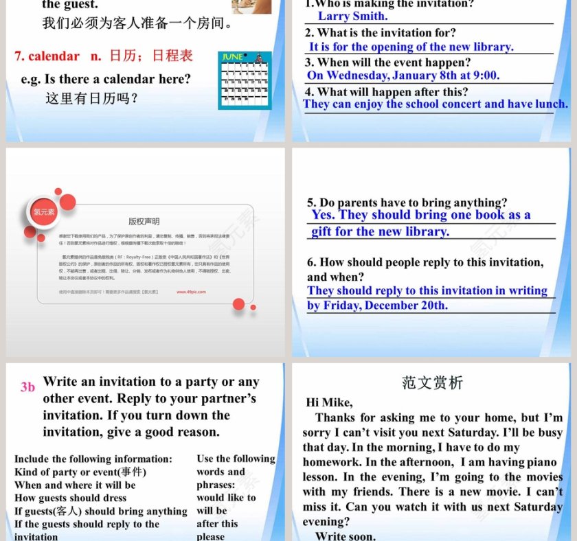 Unit 9-Can you come to my party - 精彩PPT模板第3张