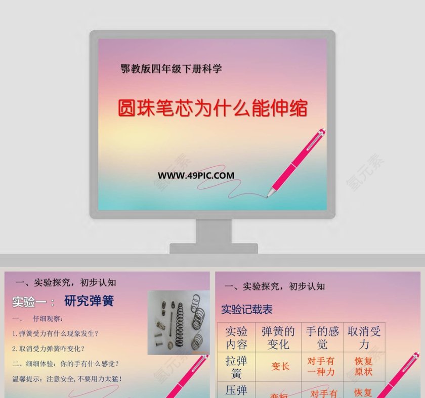 圆珠笔芯为什么能伸缩-鄂教版四年级下册科学教学ppt课件第1张
