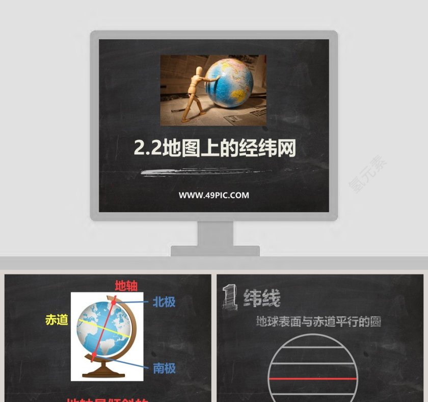 基于经纬网的地图视觉化PPT模板设计第1张