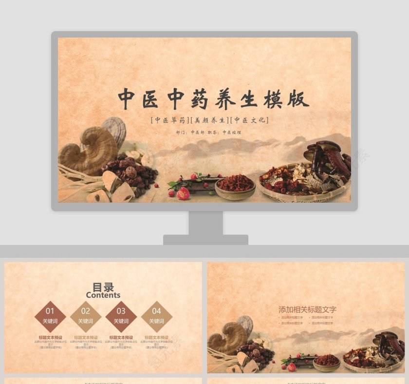 中医中药养生模版工作概述PPT第1张