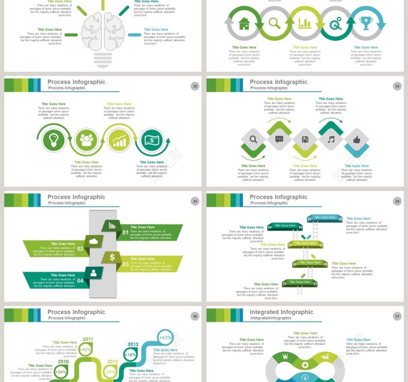 彩色流程并列可视化图表集PPT模板第6张