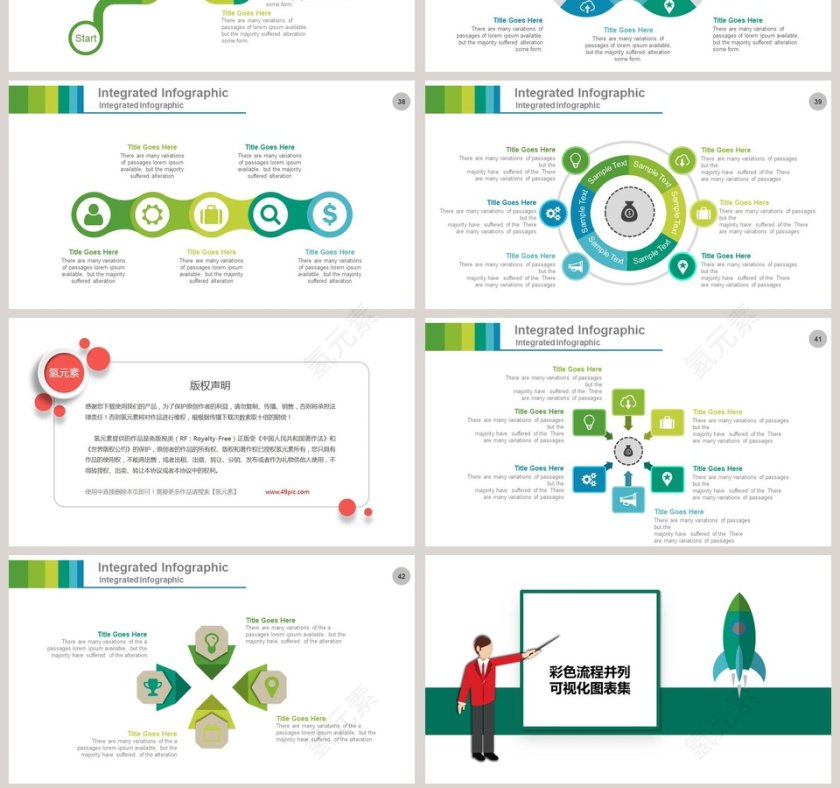 彩色流程并列可视化图表集PPT模板第7张