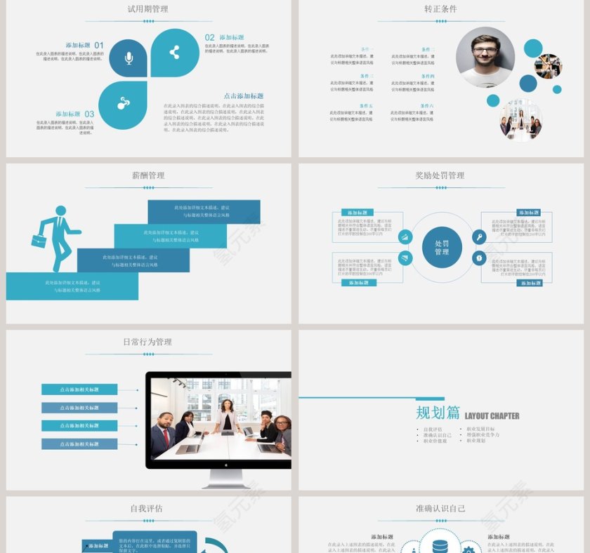 蓝色扁平化新员工入职培训动态PPT模板第5张