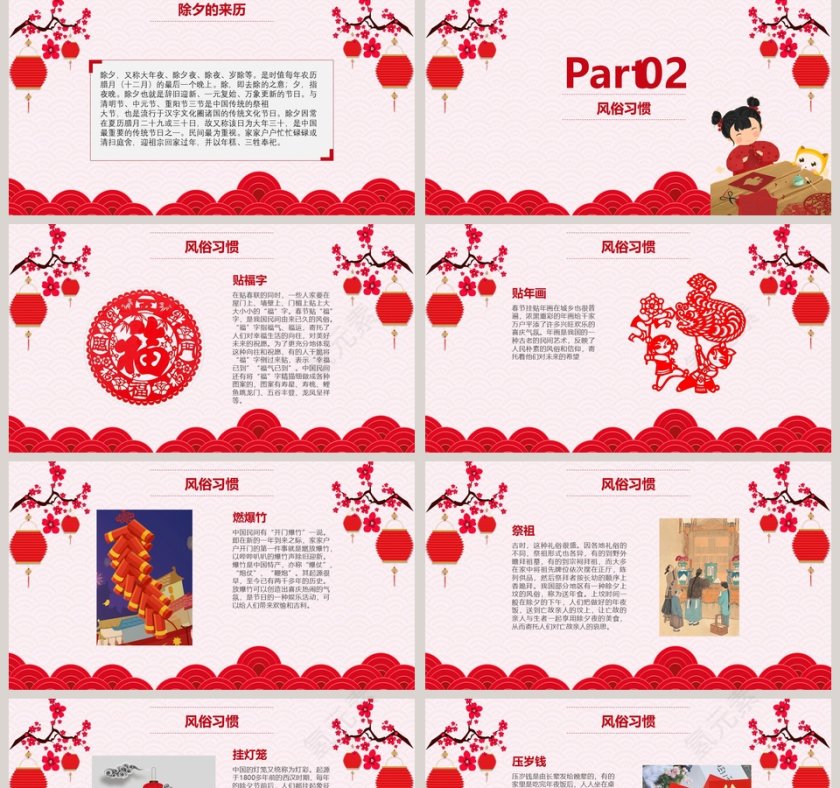 红色简约春节除夕主题班会PPT第2张