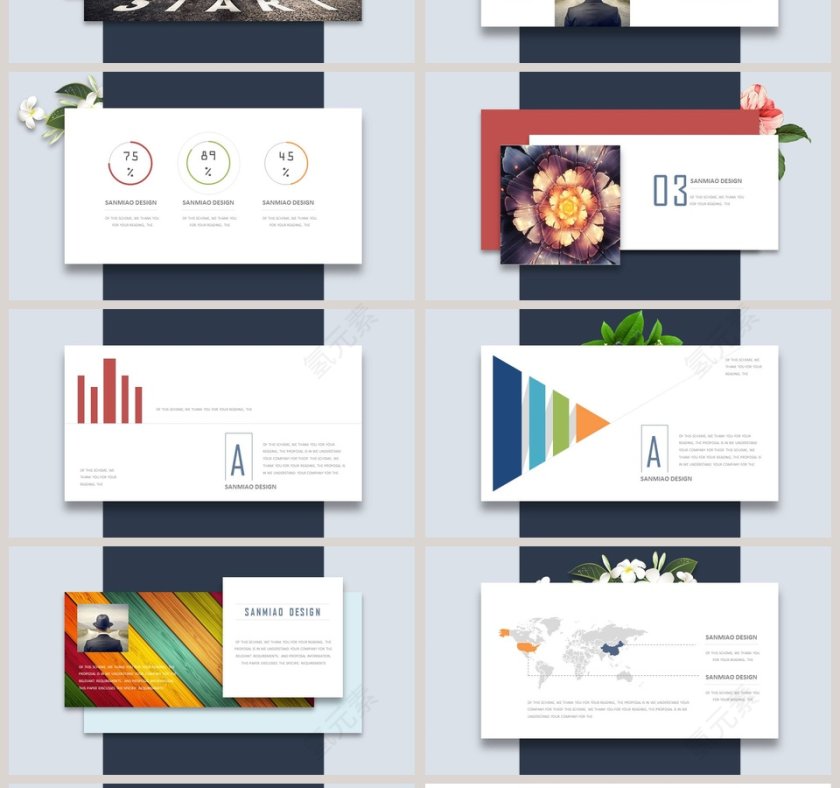 梦幻甜美水彩小清新动态ppt模板第4张