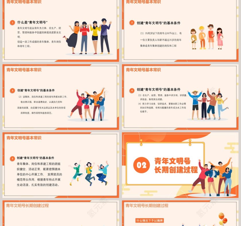 简约清新青年文明号主题班会PPT模板第2张