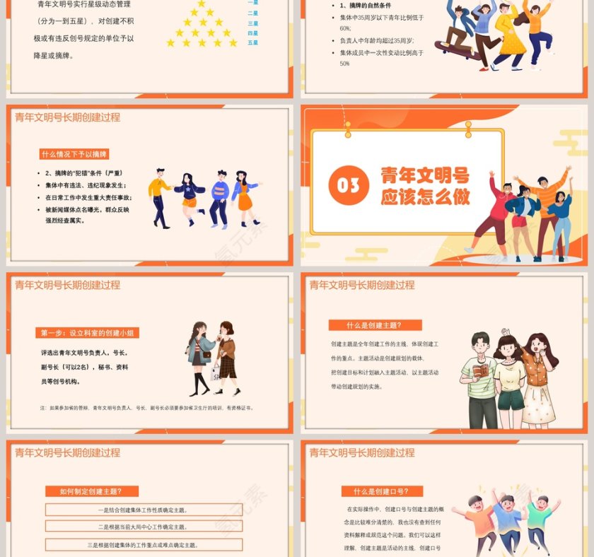 简约清新青年文明号主题班会PPT模板第3张