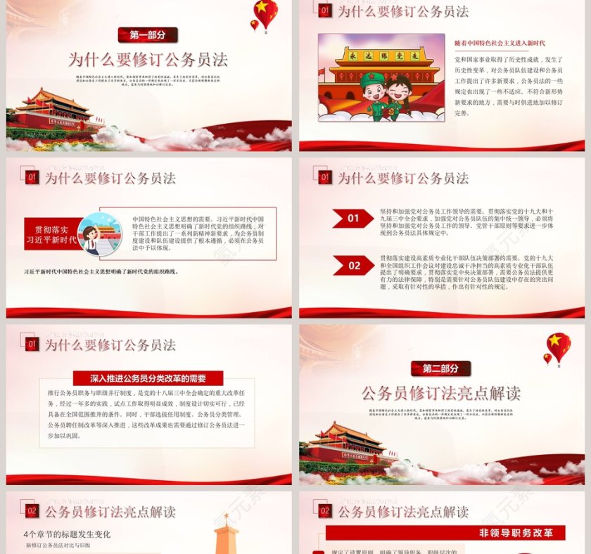 微党课中华人民共和国公务员法PPT模板第2张