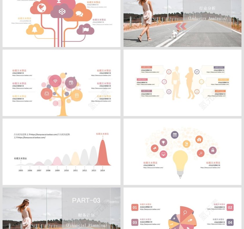 粉色简约清新完整框架商务计划书第3张