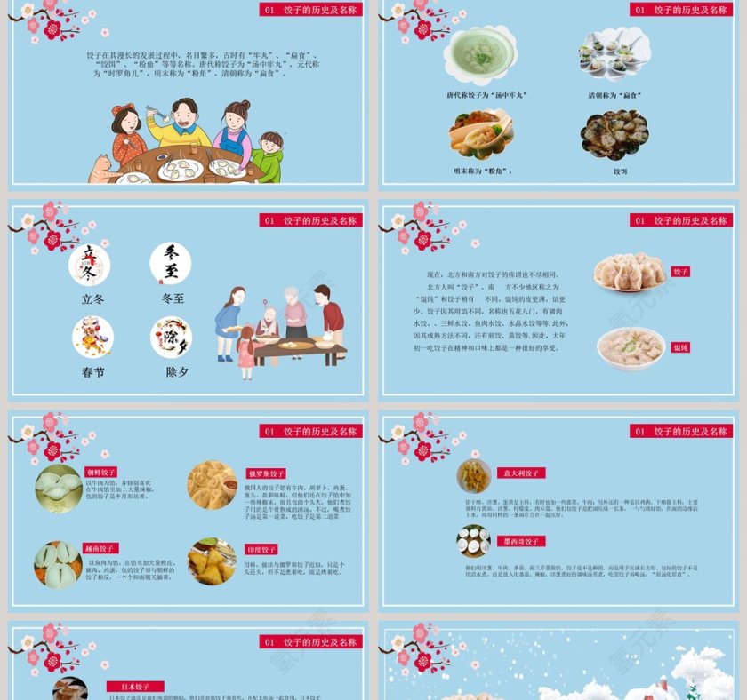 中国传统美食饺子文化动态ppt模板 第2张