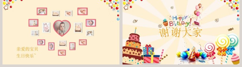 黄色喜庆卡通生日快乐PPT第5张