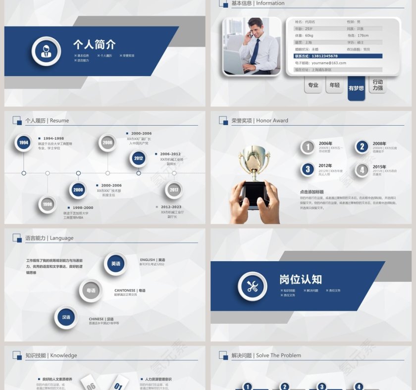 商务风格蓝色岗位竞聘PPT模板第2张