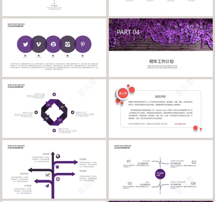 紫色简约清新市场部营销策划PPT模板第4张