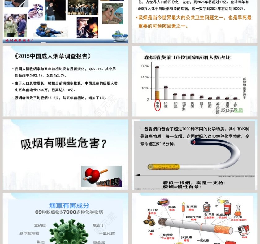 5·31 世界无烟日吸烟有害健康PPT第3张
