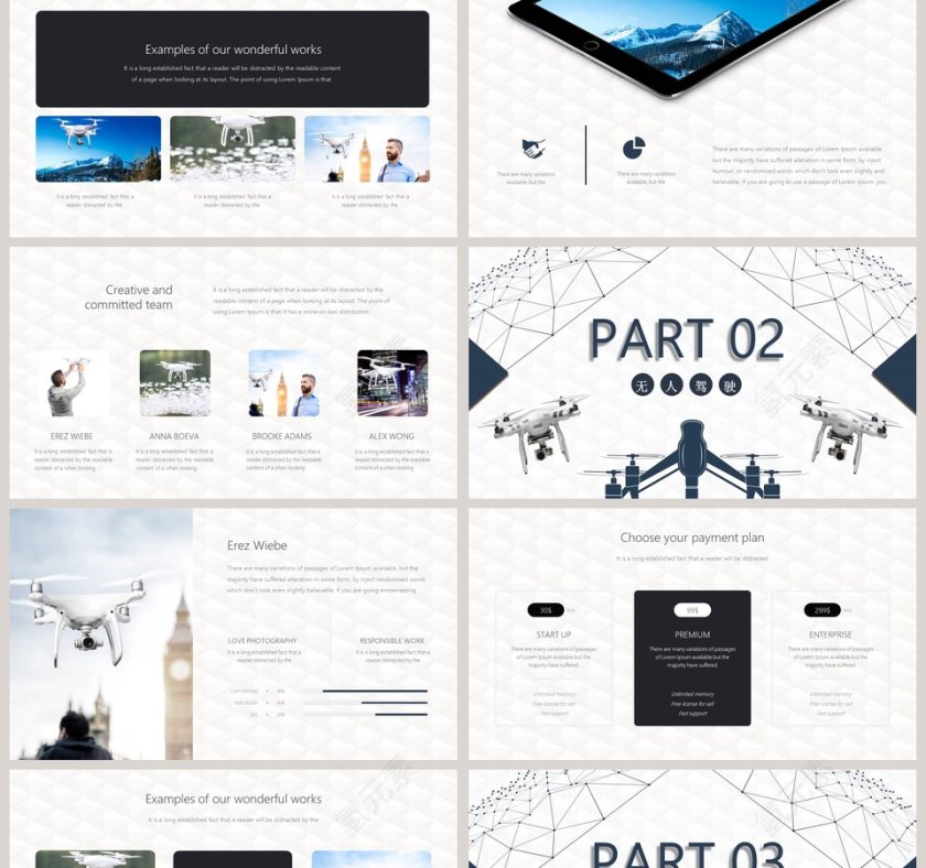 科技风无人机商业计划书PPT模板第2张