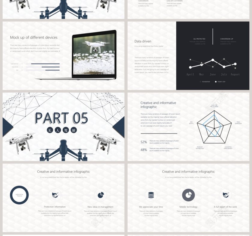 科技风无人机商业计划书PPT模板第4张