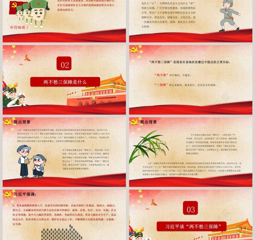 党中央两不愁三保障精准扶贫会议解读PPT模板第3张