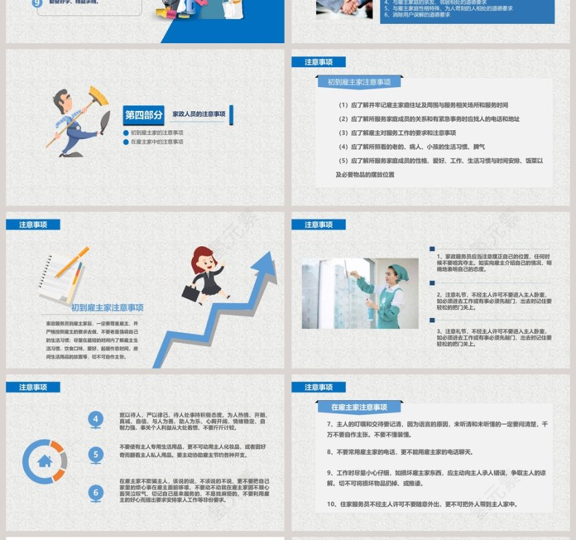 蓝色大气卡通家政培训ppt第4张