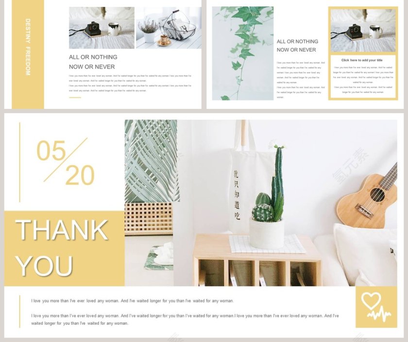 小清新命运自由主题商务PPT 模板第5张