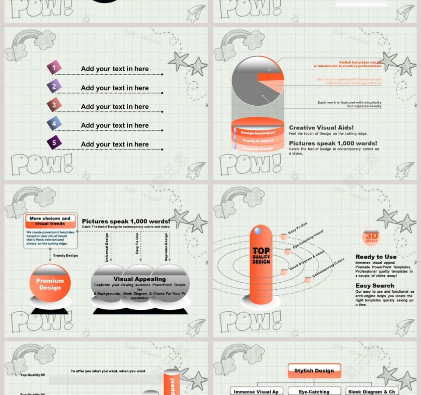 卡通可爱儿童PPT模板 第4张