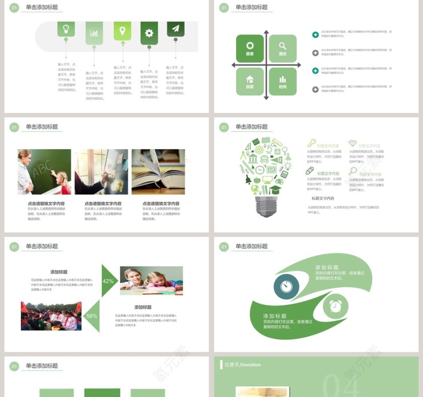 绿色简约清新教育教学课件ppt第5张