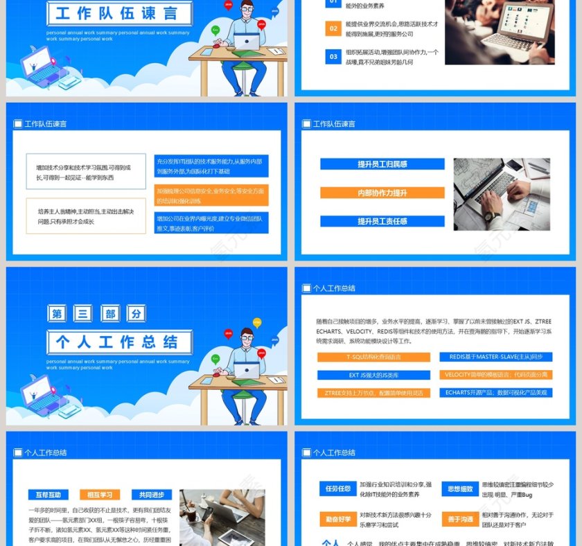 蓝色大气程序员个人年度工作总结PPT模板第3张