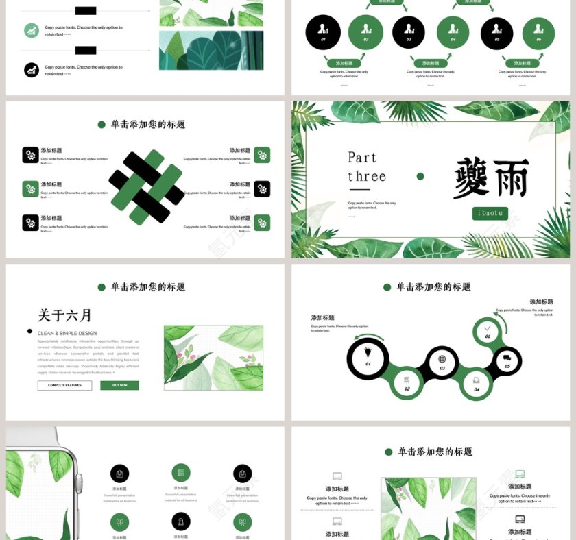 简约清新六月你好总结汇报PPT模板第3张