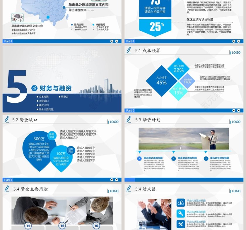 创业/商务融资计划书PPT模板第6张