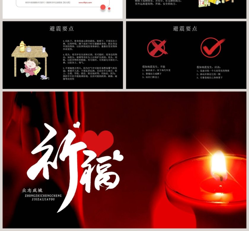 抗震救灾祈福救援主题PPT第4张