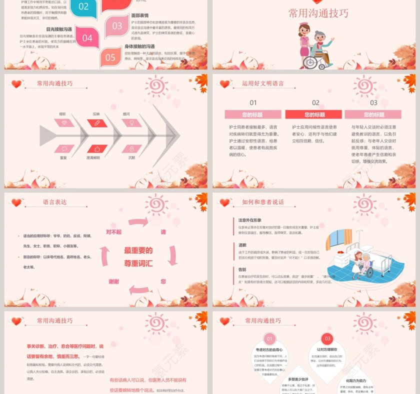 粉色护理护士医患沟通技巧ppt第3张