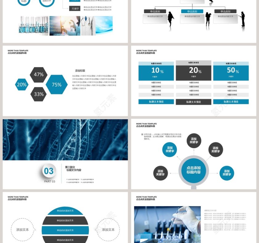 蓝白简约生物细胞研究通用PPT模板第3张