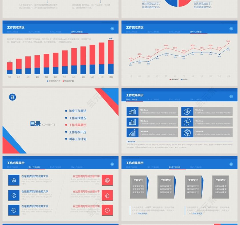 商务工作总结报告PPT模板第4张