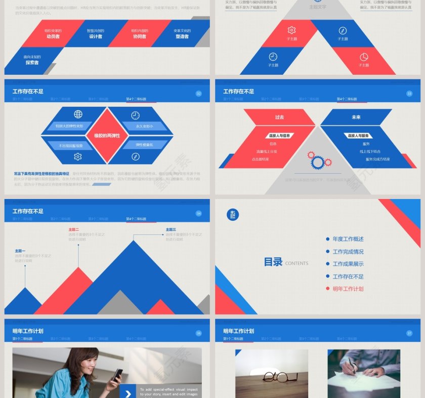 商务工作总结报告PPT模板第6张